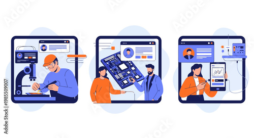 PCB Tech Chip Pro Lab Test Team Work Plan New Data Tool App Idea Set