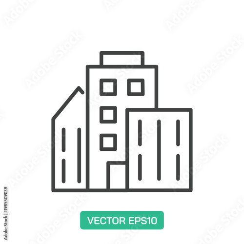 Office Building icon. Thin line icon vector