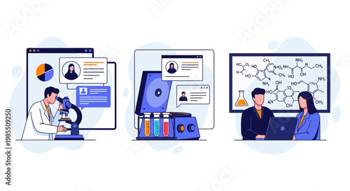 Lab staff work on bio tech data for med cure study team tool now at