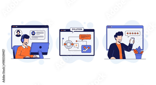 Support agent provides solution for user who gives five star feedback for service satisfaction online