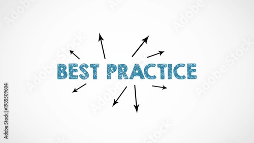 Best Practice Concept. Illustration with Icons  Keywords and Arrows on a White