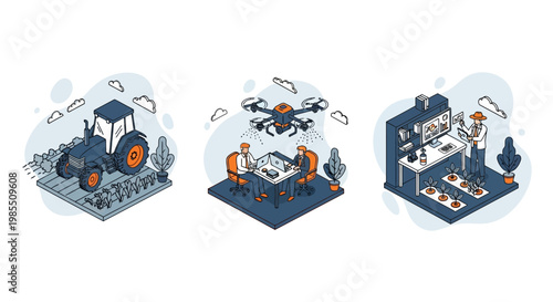 Smart farm tech drone tractor crop soil food lab and a new way of work