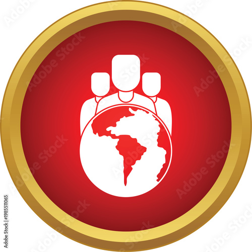 People silhouettes connecting with a world globe icon, representing global community