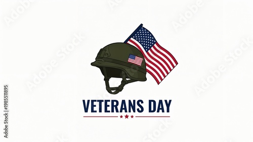 Veterans Day logo with helmet and American flag