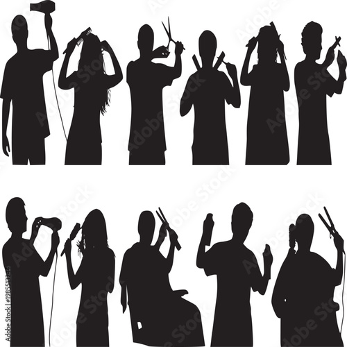 Diverse group of people taking selfies with smartphones in flat design style