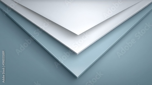 Abstract composition of layered sheets in white and light blue on a subtle gradient background creating a modern, minimalist aesthetic for design use.