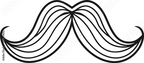 Classic Gentlemans Moustache Line Drawing Stylized Vintage Facial Hair Symbol