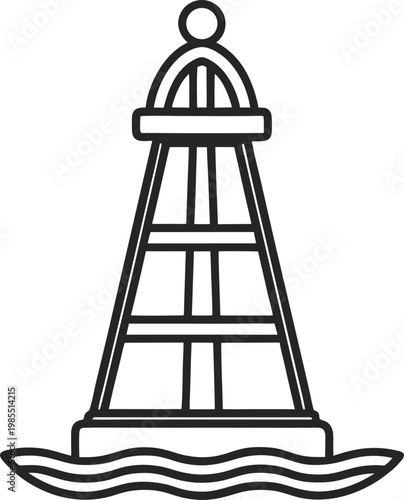 Coastal navigation marker line illustration depicting a buoy or small lighthouse