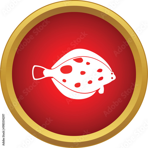 Flounder fish icon, simple flat design concept for seafood and marine life