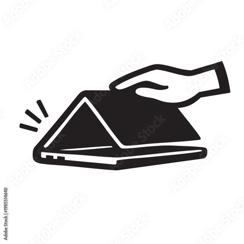 Person Closing Laptop Lid After Work Vector Icon
