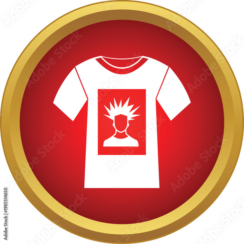 White t shirt featuring a punk rock mohawk illustration, presented as an icon