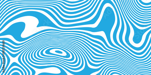 Vector stripes blue optical art wave line in white background with crisp lines, scalable wave distortion and clean detail, eps10