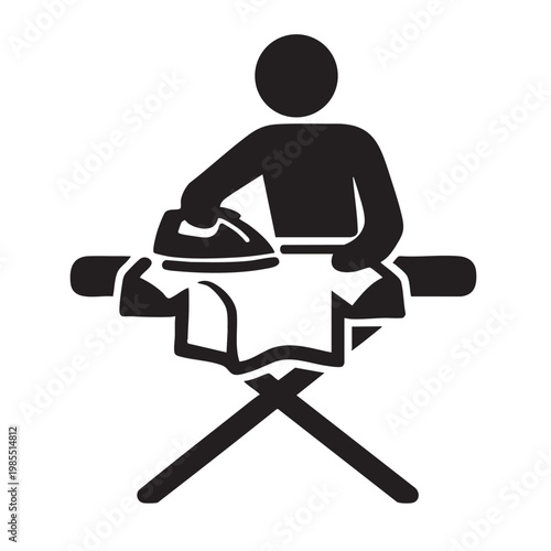 Person Ironing Clothes on Board Vector Icon