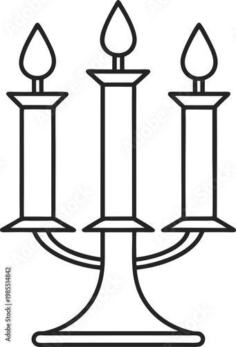 Elegant three light candelabra with illuminated taper candles for celebration or romantic ambiance