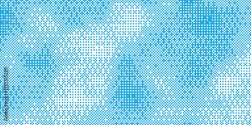 Vector blue bitmap 8-bit style background with glitchy and flickering pixels, crisp pixel blocks and scalable retro grid detail, eps10