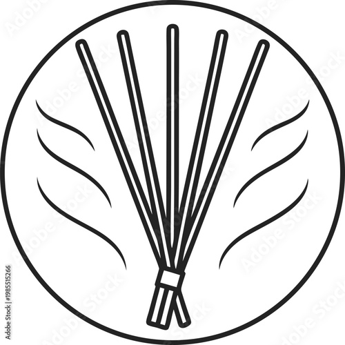 Incense sticks burning with fragrant smoke in a spiritual aroma therapy circle design