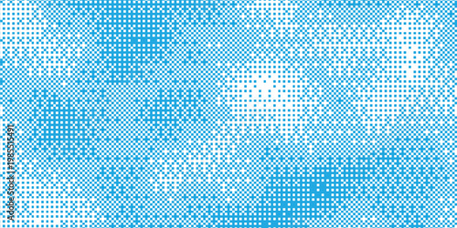 Elegant blue bitmap 8-bit style background with glitchy and flickering pixels, subtle glitch accents and refined blue palette, background illustration