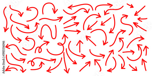 hand drawn Arrows icons Set. arrow icon with various directions. Doodle vector illustration. isolated on a white background