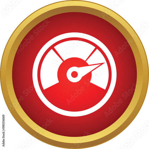 Free Download Speedometer icon showing a high level or fast speed on a red and gold button - GFXLoad