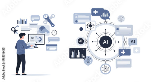 A lone man stands thoughtfully, viewed from behind, creating a sense of contemplation and focus. Ideal for illustrating concentration, strategy or a m