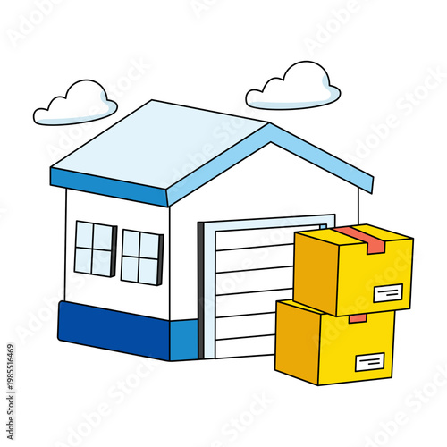 doodle design icon of warehouse