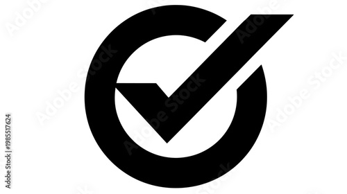 Black checkmark in a circle icon. Vector symbol for approval, validation, completion, correct, done, success, or confirmation.