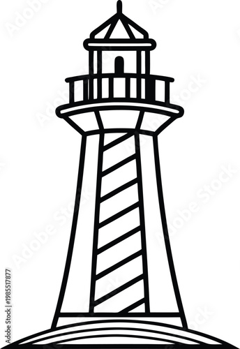 Traditional striped lighthouse outline guiding marine vessels safely through coastal waters