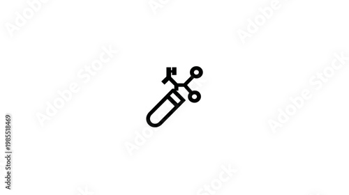 Science experiment test tube icon. Chemical laboratory research symbol for education, analysis, scientific study, and discovery.