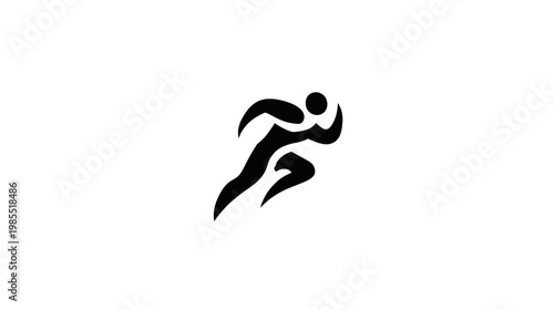 Dynamic black silhouette of a running person, illustrating speed, sport, fitness, and active lifestyle. Minimalist runner icon.