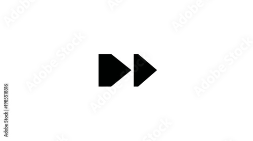 Black fast forward media player icon. Modern UI control button symbol for digital interface, next track or skip function.
