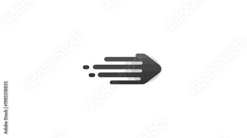 Fast black arrow icon with speed lines pointing right on a white background, symbolizing rapid progress, quick delivery, movement, and direction.