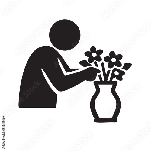 Person Arranging Flowers in a Vase Icon