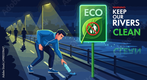 Man cleaning up eco friendly street.