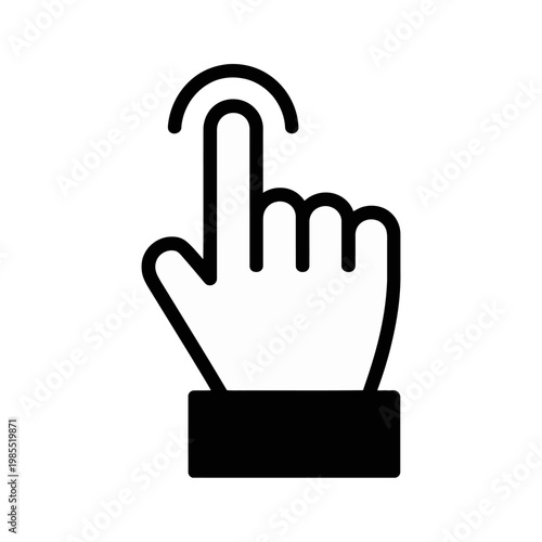 Vector graphic of a hand with a finger pointing upwards in a clicking motion.