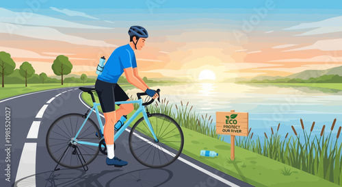 Man Riding Bicycle on Roadway Path 1.