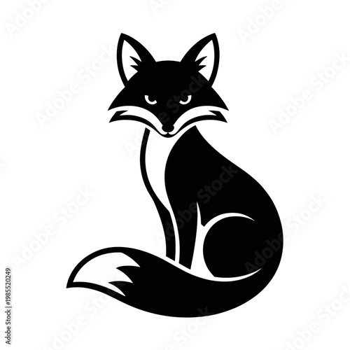 Foto Vector of a cute black fox sitting with a sly expression