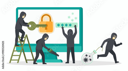 Hackers stealing data and spreading malware, a cybersecurity concept