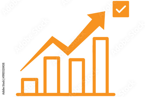 Foto Growth chart illustration positive trend and success with orange color scheme