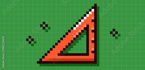 Back to School pixel art red triangle ruler.