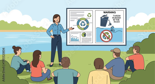 Woman presenting to a small group.