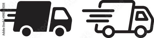 delivery truck icon set fast shipping logistics motion symbol vector illustration
