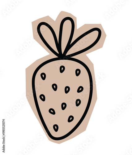 Hand drawn cutout kid crayon illustration. Children lines icon, figure, chalk shape, scribble, pencil, marker collage with beige craft paper. Child geometric element. Doodle vector illustration.