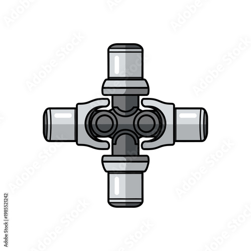 Universal Joint Cross Component - Automotive Drivetrain Part Illustration