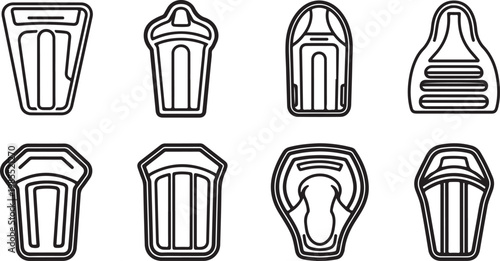Various types of vases with different shapes and designs on a plain background Vector