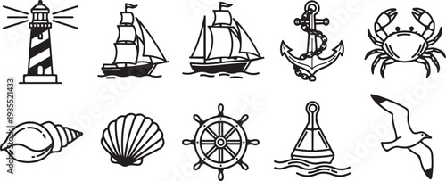 A collection of diverse antique navigation tools and instruments Vector