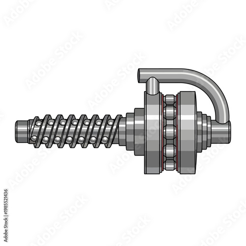 Ball Screw Mechanism with Bearings and Handle - Precision Engineering Component