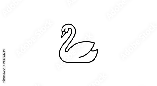 Illustration of a swan standing alone in a serene natural setting.