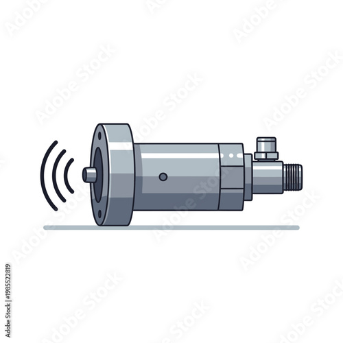 Industrial sensor with ultrasonic waves, precision measurement device, technology concept
