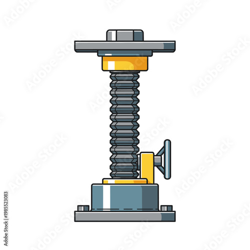 Mechanical Screw Jack Lifting Device, Heavy Duty Industrial Equipment, Isolated on White