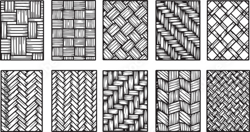 Geometric patterns in black and white showcasing intricate symmetry and design Vector